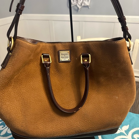 Dooney & Bourke Brown Suede Shoulder Bag - Picture 1 of 9
